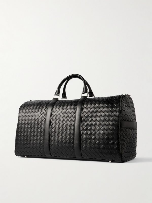 Intrecciato Leather Duffle Bag - BK Intrecciato Leather Duffle Bag - BK
