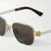 Square-Frame Gold- and Silver-Tone Sunglasses - CU Square-Frame Gold- and Silver-Tone Sunglasses - CU