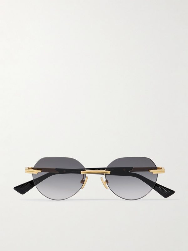 Rimless Round-Frame Gold-Tone Sunglasses Rimless Round-Frame Gold-Tone Sunglasses