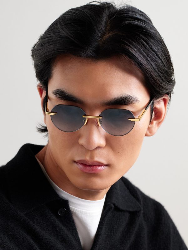 Rimless Round-Frame Gold-Tone Sunglasses - OU Rimless Round-Frame Gold-Tone Sunglasses - OU