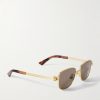 Square-Frame Gold-Tone Sunglasses - FR Square-Frame Gold-Tone Sunglasses - FR
