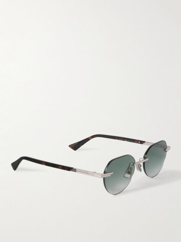 Rimless Round-Frame Silver-Tone Sunglasses - FR Rimless Round-Frame Silver-Tone Sunglasses - FR