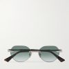 Rimless Round-Frame Silver-Tone Sunglasses Rimless Round-Frame Silver-Tone Sunglasses