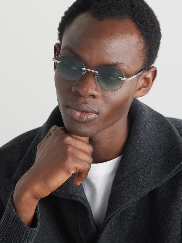 Rimless Round-Frame Silver-Tone Sunglasses - OU Rimless Round-Frame Silver-Tone Sunglasses - OU