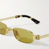 Rectangular-Frame Gold-Tone Sunglasses - CU Rectangular-Frame Gold-Tone Sunglasses - CU