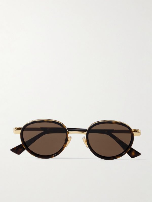 Panthos Round-Frame Tortoiseshell Recycled-Acetate and Gold-Tone Sunglasses Panthos Round-Frame Tortoiseshell Recycled-Acetate and Gold-Tone Sunglasses