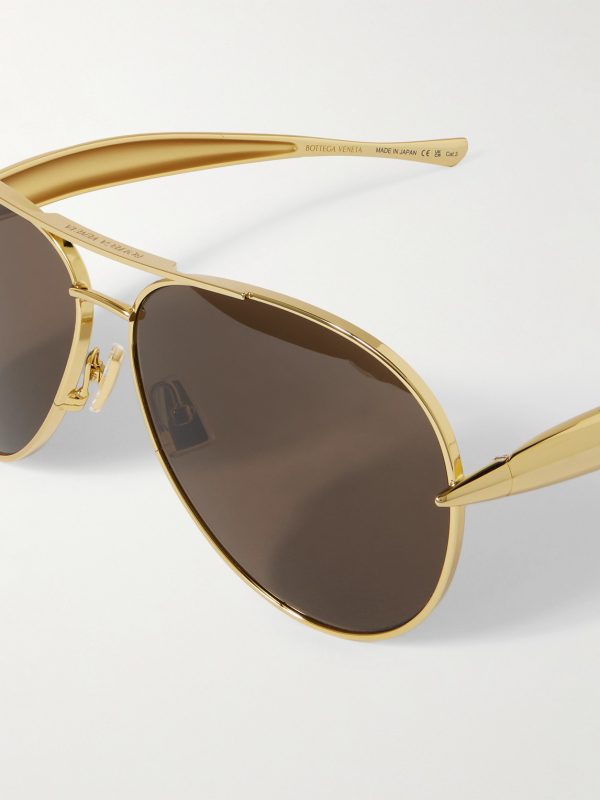 Sardine Aviator-Style Gold-Tone Sunglasses - CU Sardine Aviator-Style Gold-Tone Sunglasses - CU