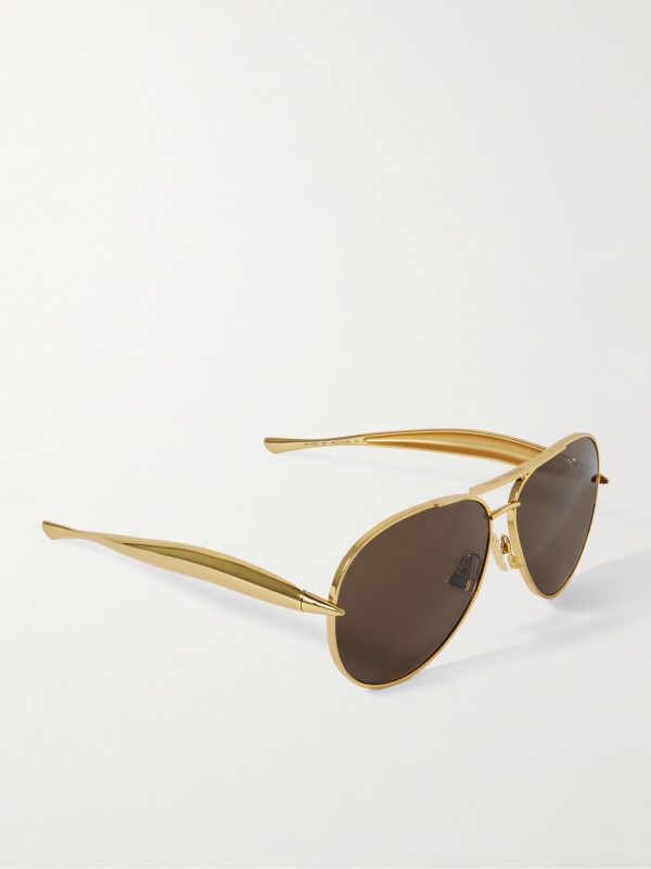 Sardine Aviator-Style Gold-Tone Sunglasses - FR Sardine Aviator-Style Gold-Tone Sunglasses - FR