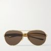 Sardine Aviator-Style Gold-Tone Sunglasses Sardine Aviator-Style Gold-Tone Sunglasses