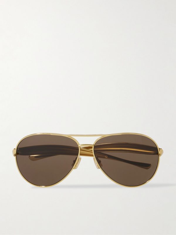 Sardine Aviator-Style Gold-Tone Sunglasses Sardine Aviator-Style Gold-Tone Sunglasses