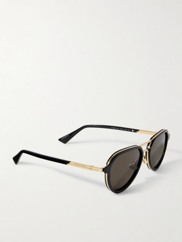 Aviator-Style Recycled-Acetate and Gold-Tone Sunglasses - FR Aviator-Style Recycled-Acetate and Gold-Tone Sunglasses - FR