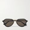 Aviator-Style Recycled-Acetate and Gold-Tone Sunglasses Aviator-Style Recycled-Acetate and Gold-Tone Sunglasses