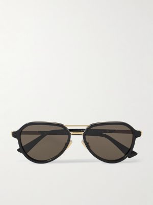 Aviator-Style Recycled-Acetate and Gold-Tone Sunglasses Aviator-Style Recycled-Acetate and Gold-Tone Sunglasses