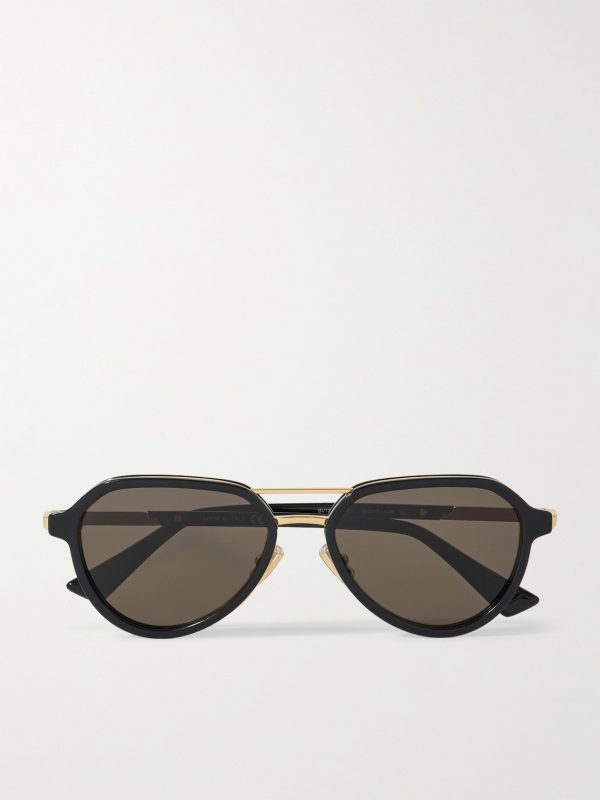 Aviator-Style Recycled-Acetate and Gold-Tone Sunglasses Aviator-Style Recycled-Acetate and Gold-Tone Sunglasses