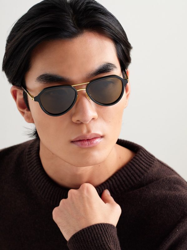 Aviator-Style Recycled-Acetate and Gold-Tone Sunglasses - OU Aviator-Style Recycled-Acetate and Gold-Tone Sunglasses - OU