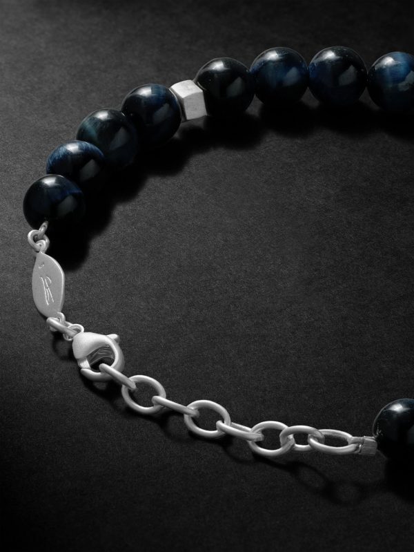 Sterling Silver Obsidian Beaded Bracelet - CU