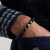 Sterling Silver Obsidian Beaded Bracelet - FR