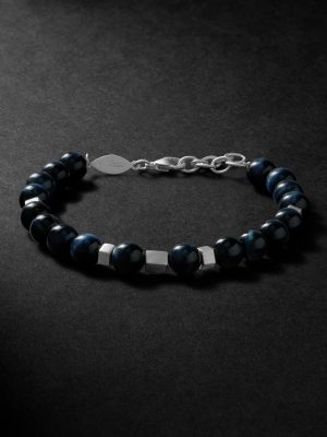 Sterling Silver Obsidian Beaded Bracelet