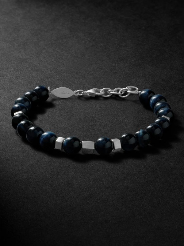 Sterling Silver Obsidian Beaded Bracelet