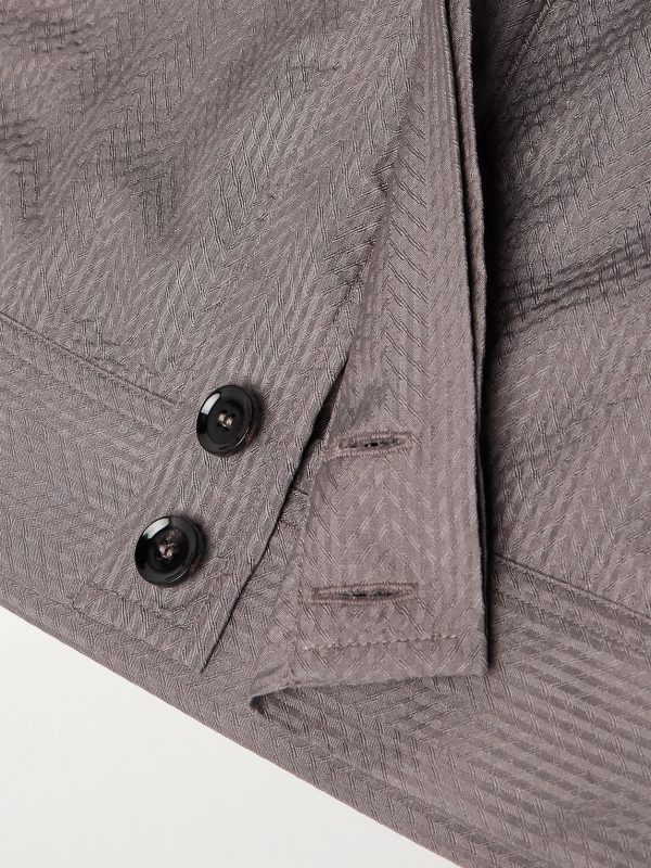 Herringbone Silk-Seersucker Overshirt - E1 Herringbone Silk-Seersucker Overshirt - E1