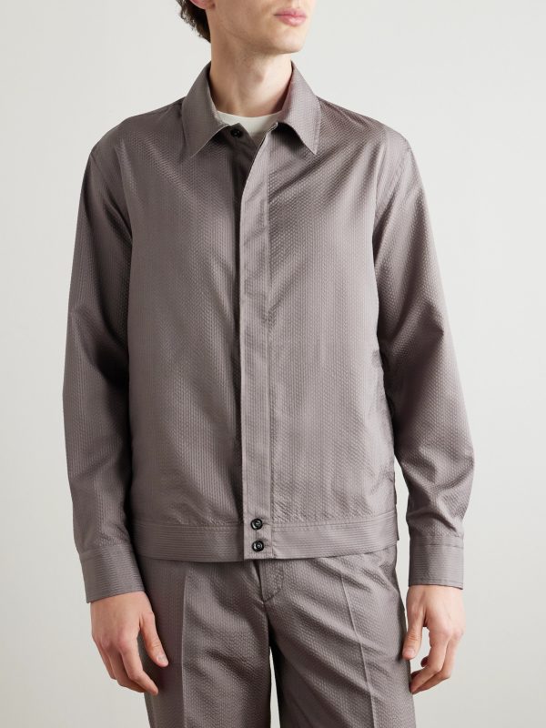 Herringbone Silk-Seersucker Overshirt - FR Herringbone Silk-Seersucker Overshirt - FR