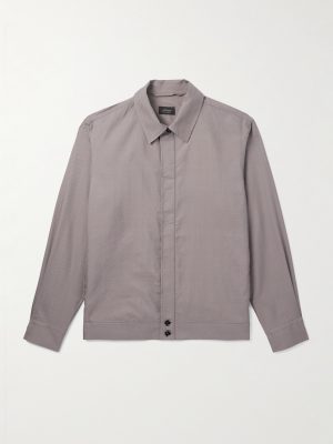 Herringbone Silk-Seersucker Overshirt