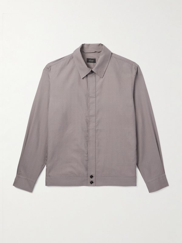 Herringbone Silk-Seersucker Overshirt Herringbone Silk-Seersucker Overshirt