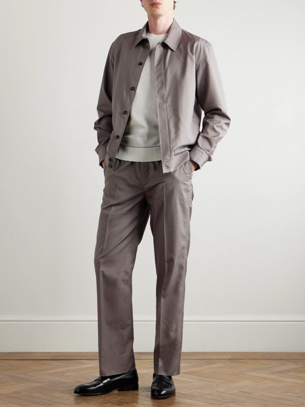 Herringbone Silk-Seersucker Overshirt - OU Herringbone Silk-Seersucker Overshirt - OU