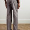 Asolo Straight-Leg Herringbone Silk-Seersucker Suit Trousers - BK Asolo Straight-Leg Herringbone Silk-Seersucker Suit Trousers - BK