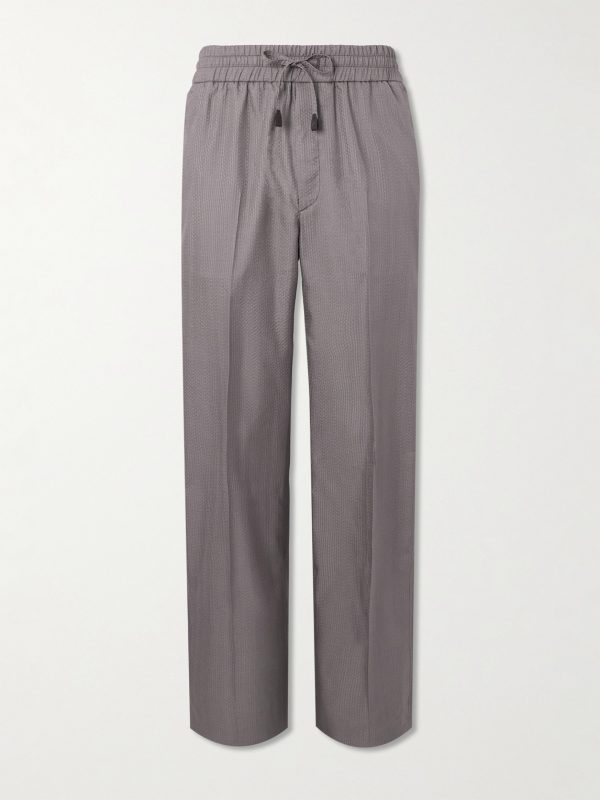 Asolo Straight-Leg Herringbone Silk-Seersucker Suit Trousers Asolo Straight-Leg Herringbone Silk-Seersucker Suit Trousers