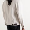 Leather-Trimmed Linen-Blend Bomber Jacket - BK