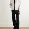 Leather-Trimmed Linen-Blend Bomber Jacket - OU