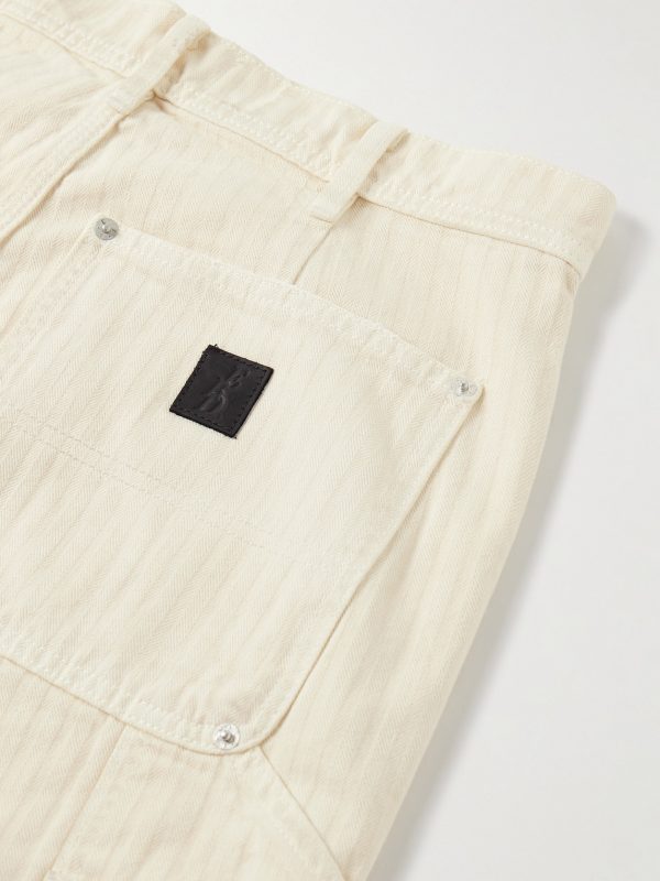 Straight-Leg Distressed Panelled Herringbone Denim Trousers - CU Straight-Leg Distressed Panelled Herringbone Denim Trousers - CU