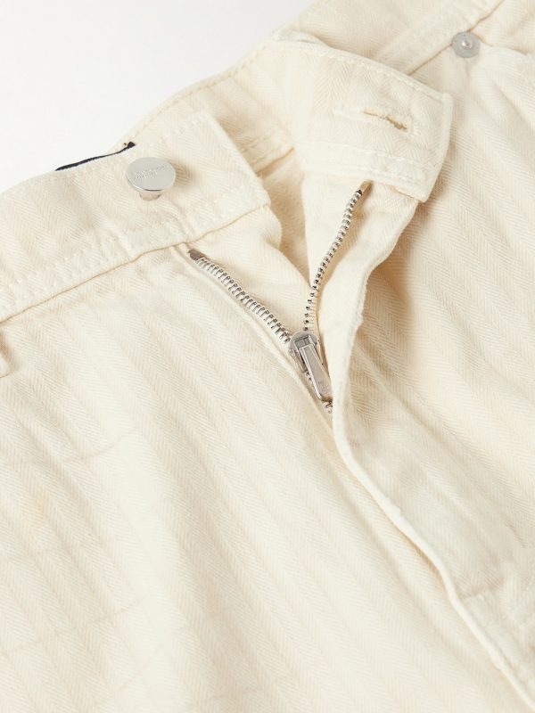 Straight-Leg Distressed Panelled Herringbone Denim Trousers - E1 Straight-Leg Distressed Panelled Herringbone Denim Trousers - E1