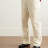Straight-Leg Distressed Panelled Herringbone Denim Trousers - FR Straight-Leg Distressed Panelled Herringbone Denim Trousers - FR