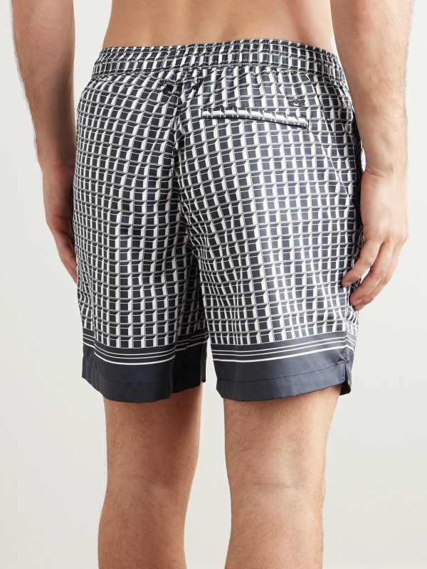 Straight-Leg Mid-Length Printed Swim Shorts - BK