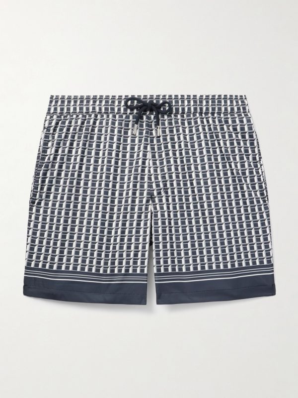 Straight-Leg Mid-Length Printed Swim Shorts