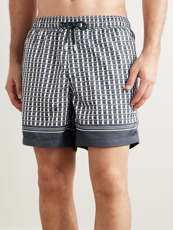 Straight-Leg Mid-Length Printed Swim Shorts - OU