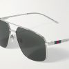 Navigator Aviator-Style Silver-Tone Sunglasses - CU