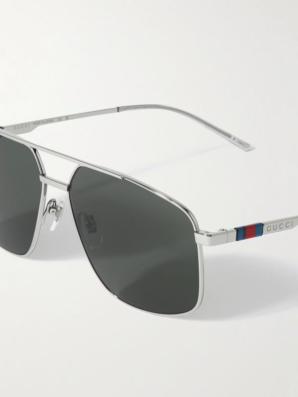 Navigator Aviator-Style Silver-Tone Sunglasses - CU