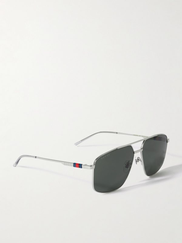 Navigator Aviator-Style Silver-Tone Sunglasses - FR