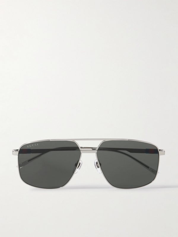 Navigator Aviator-Style Silver-Tone Sunglasses