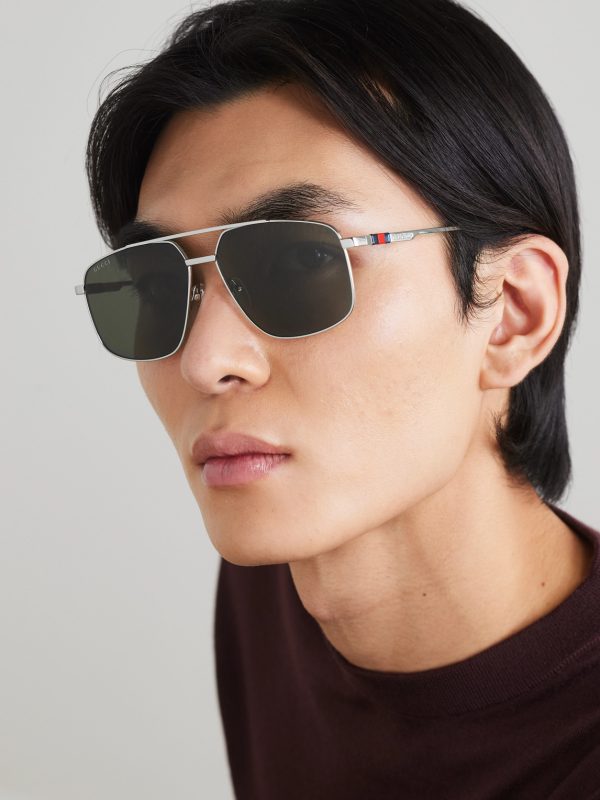 Navigator Aviator-Style Silver-Tone Sunglasses - OU