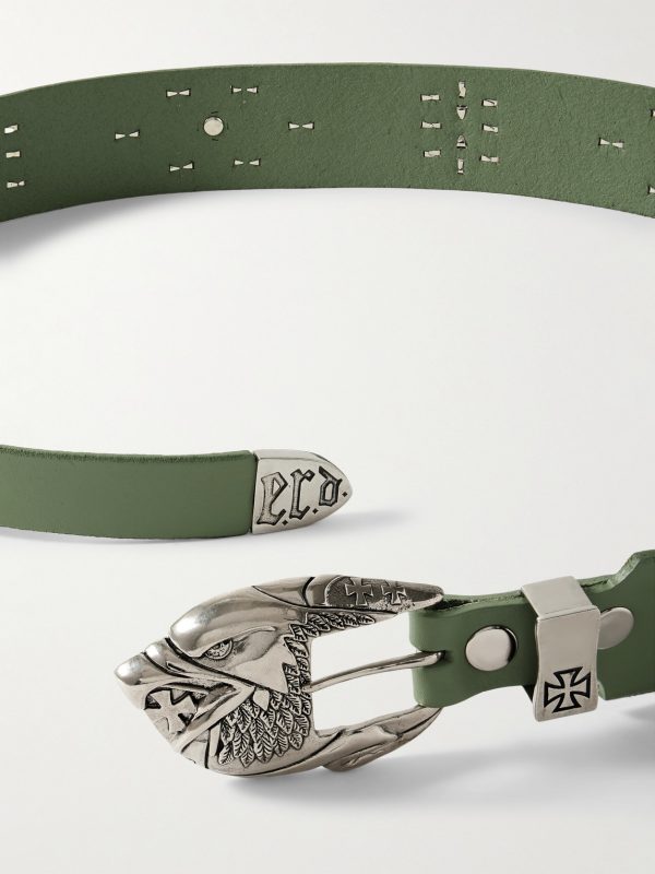 4.5cm Eagle Petit Iron Cross Studded Leather Belt - CU