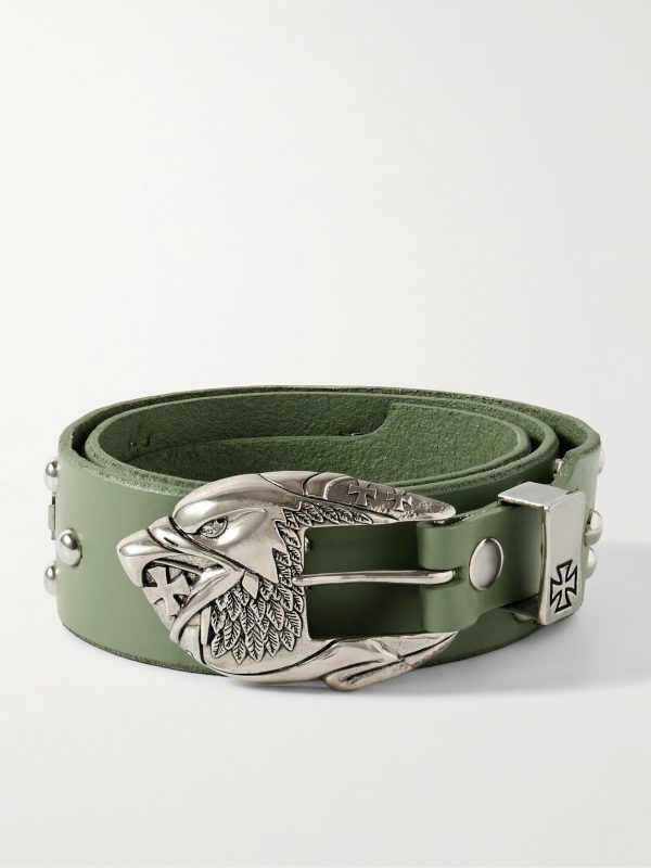 4.5cm Eagle Petit Iron Cross Studded Leather Belt