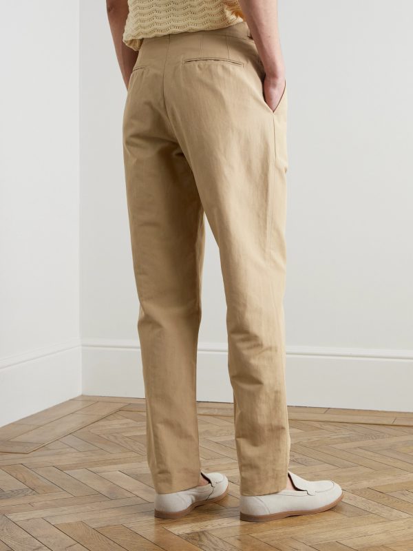 Carsyn Tapered Pleated Linen and Cotton-Blend Trousers - BK Carsyn Tapered Pleated Linen and Cotton-Blend Trousers - BK