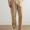 Carsyn Tapered Pleated Linen and Cotton-Blend Trousers - FR Carsyn Tapered Pleated Linen and Cotton-Blend Trousers - FR