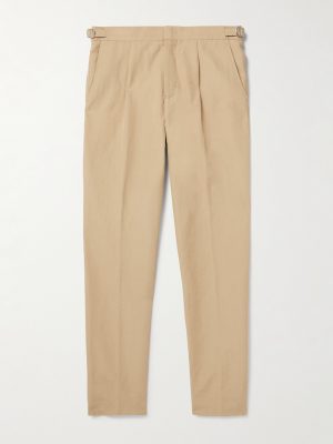 Carsyn Tapered Pleated Linen and Cotton-Blend Trousers