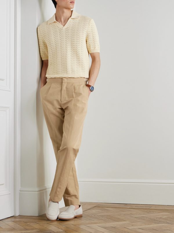 Carsyn Tapered Pleated Linen and Cotton-Blend Trousers - OU Carsyn Tapered Pleated Linen and Cotton-Blend Trousers - OU