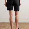 Straight-Leg Pleated Organic Cotton-Poplin Shorts - BK